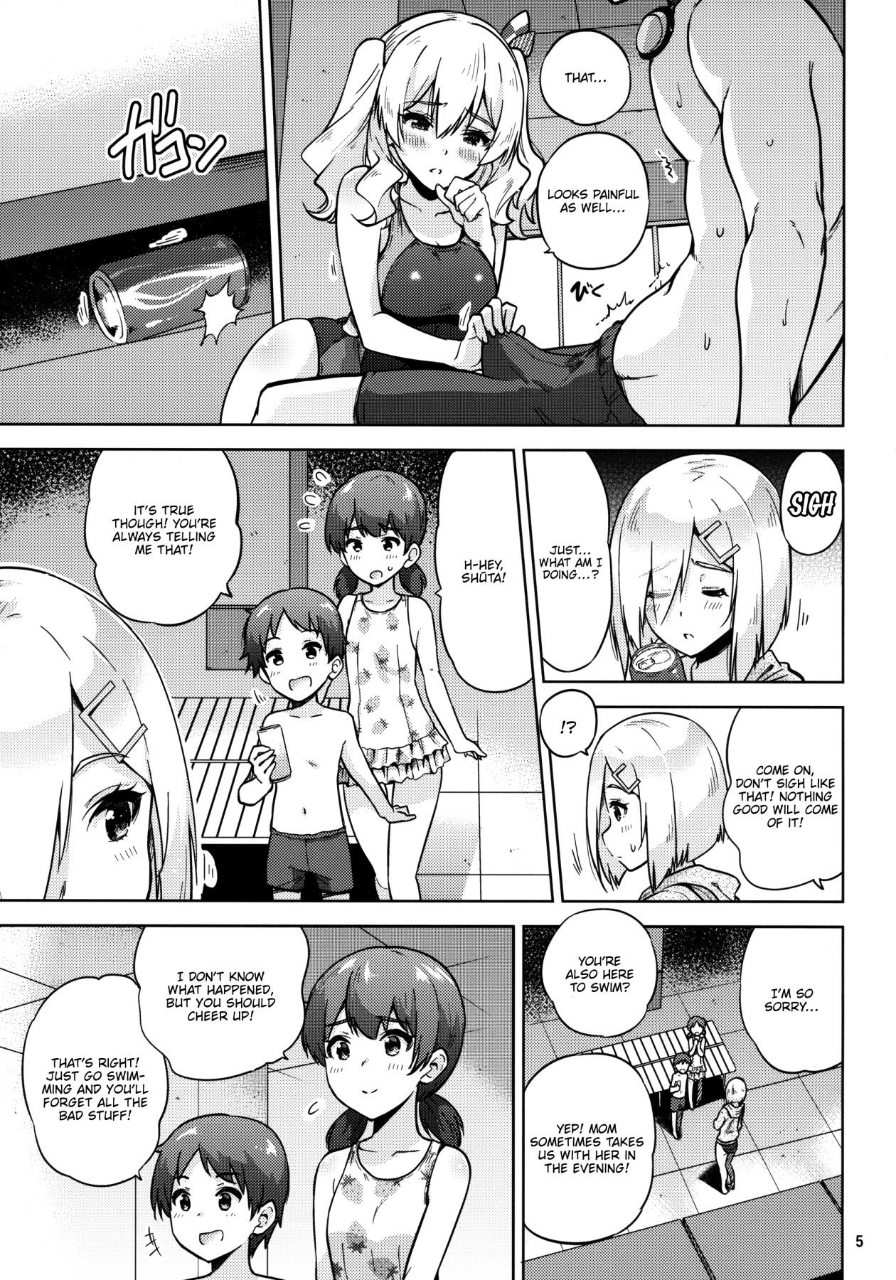 Hentai Manga Comic-Together with Kashima and Hamakaze Wearing Sport Swimsuits-Read-6